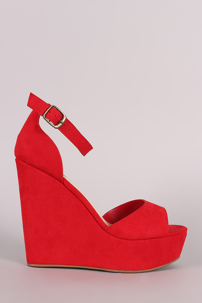 WMNS Bandana Accent Elastic Crisscross Strap Wedge Platform Sandals - Red