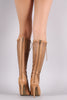 Anne Michelle Caged Lace-Up Knee High Boots