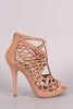 Nubuck Butterfly Wing Cutout Caged Stiletto Heel