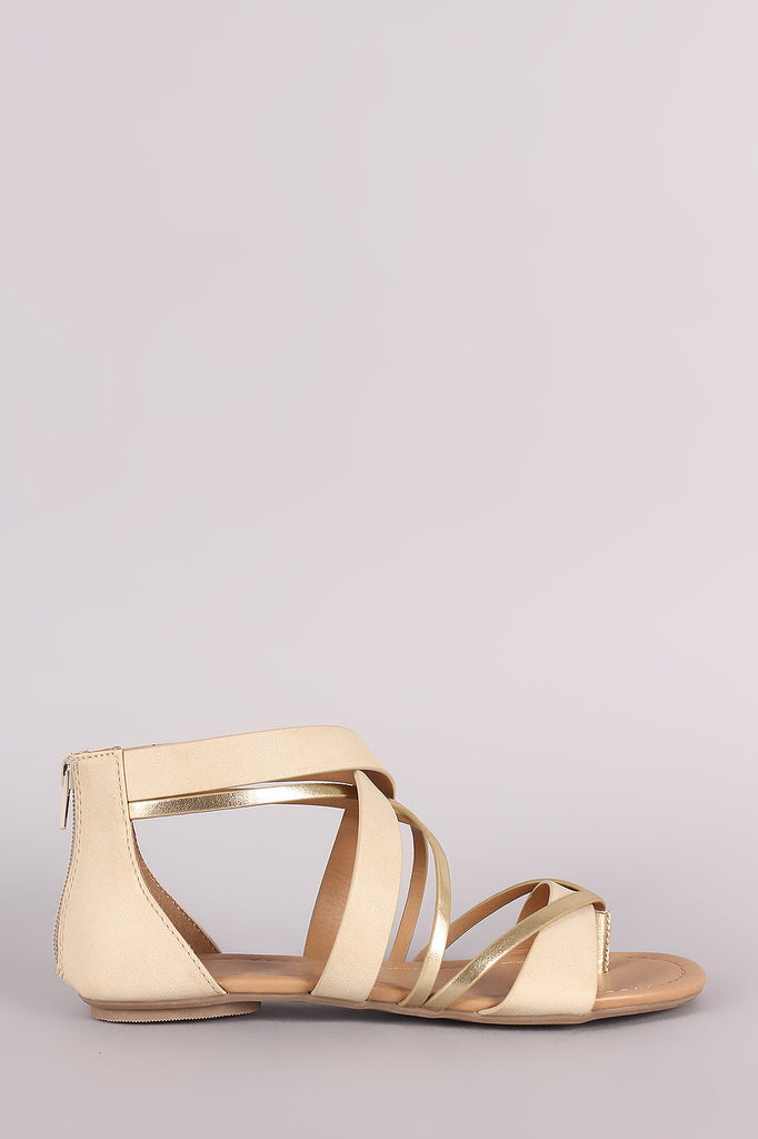 City Classified Two Tone Crisscross Flat Sandal