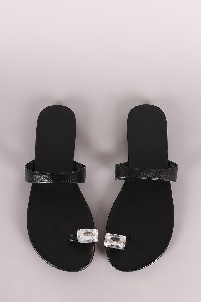 Gemstone Toe Ring Slip On Flat Sandal