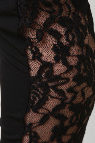 Lace Inset High Waisted Leggings