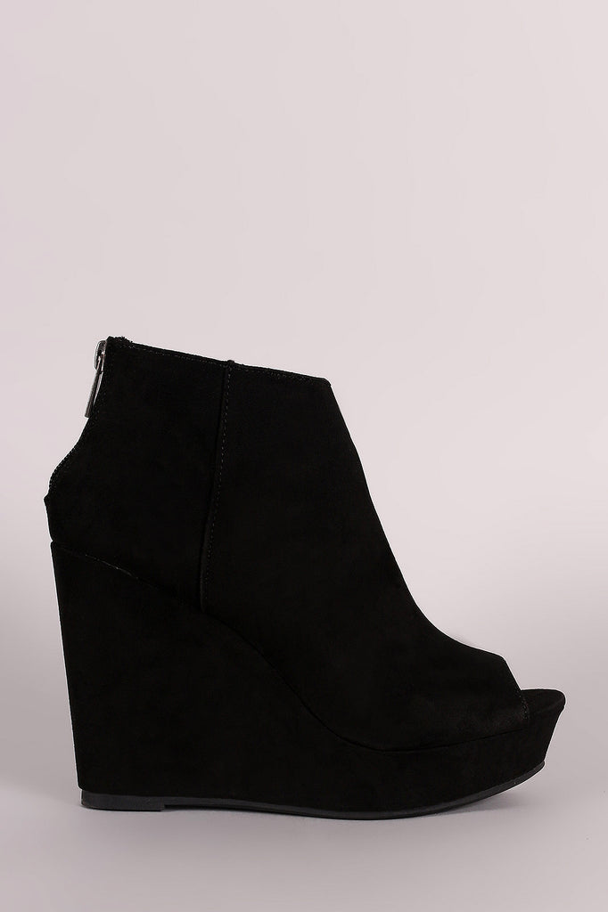 Black suede wedge discount booties