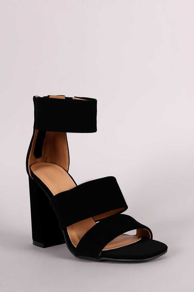 Bamboo Double Band Ankle Cuff Chunky Heel