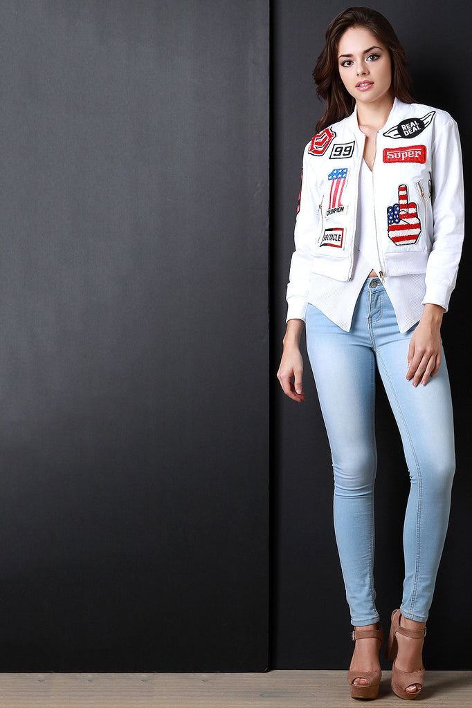 The Real Deal Racer Patch Bomber Jacket