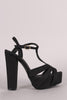 T-Strap Peep Toe Chunky Platform Heel