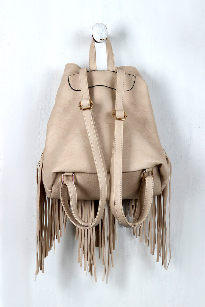 Boxy Fringe Drawsting Backpack