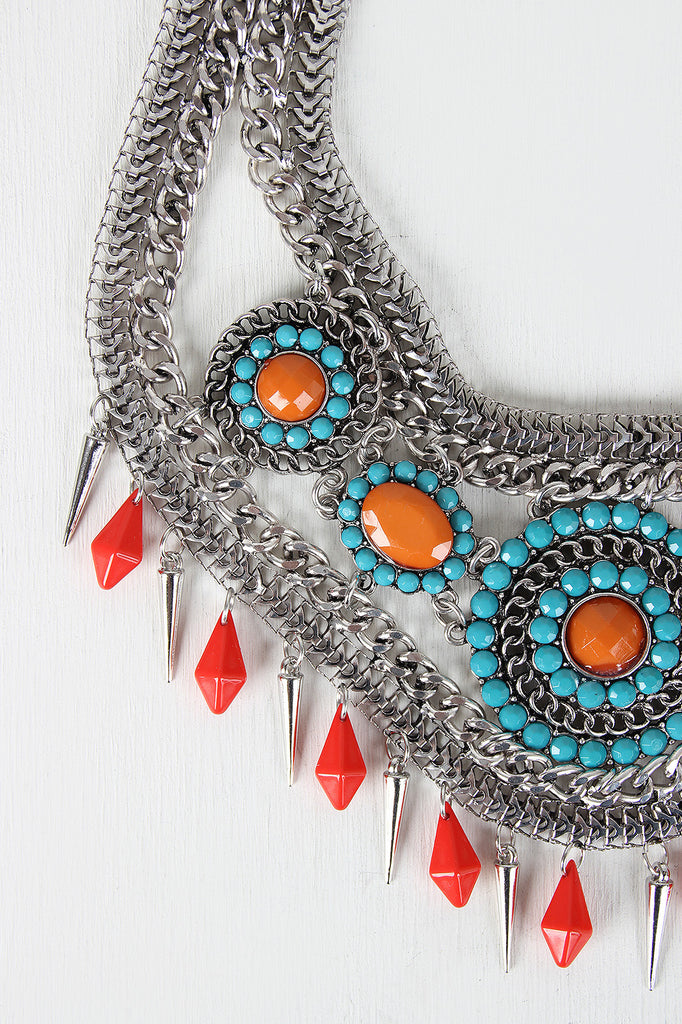 Edgy Tribal Statement Necklace