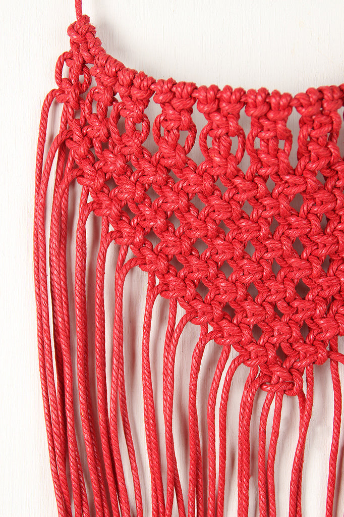 Macrame Fringe Bib Necklace