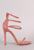 Suede Triple Ankle Strap Single Sole Heel